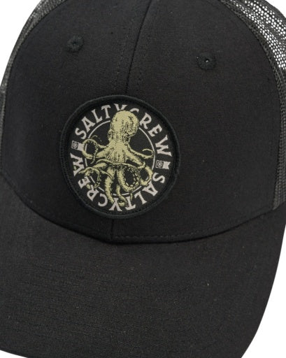 Salty Crew Tentacles Retro Trucker in BLACK