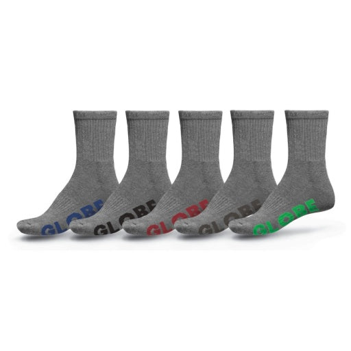 Globe Stealth Crew Sock 5 Pack in GREY