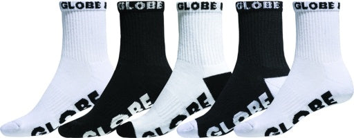 Globe Blackout Quarter Sock 5 Pack in BLACK/BLACK