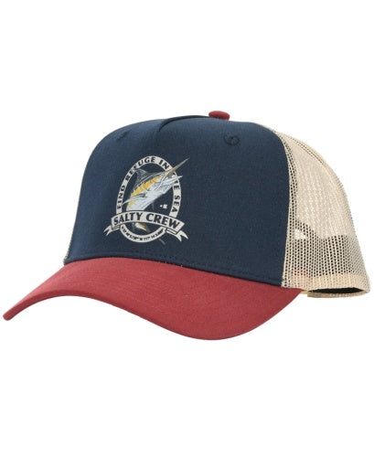 Salty Crew Bill Club Trucker in NAVY/BURGUNDY