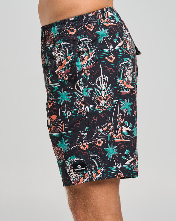 The Mad Hueys She'Ll Be Right | 18" Swim Volley - Black in BLACK