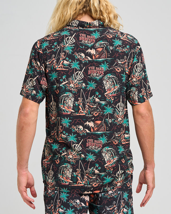 The Mad Hueys She'Ll Be Right | Ss Woven Shirt - Black in BLACK