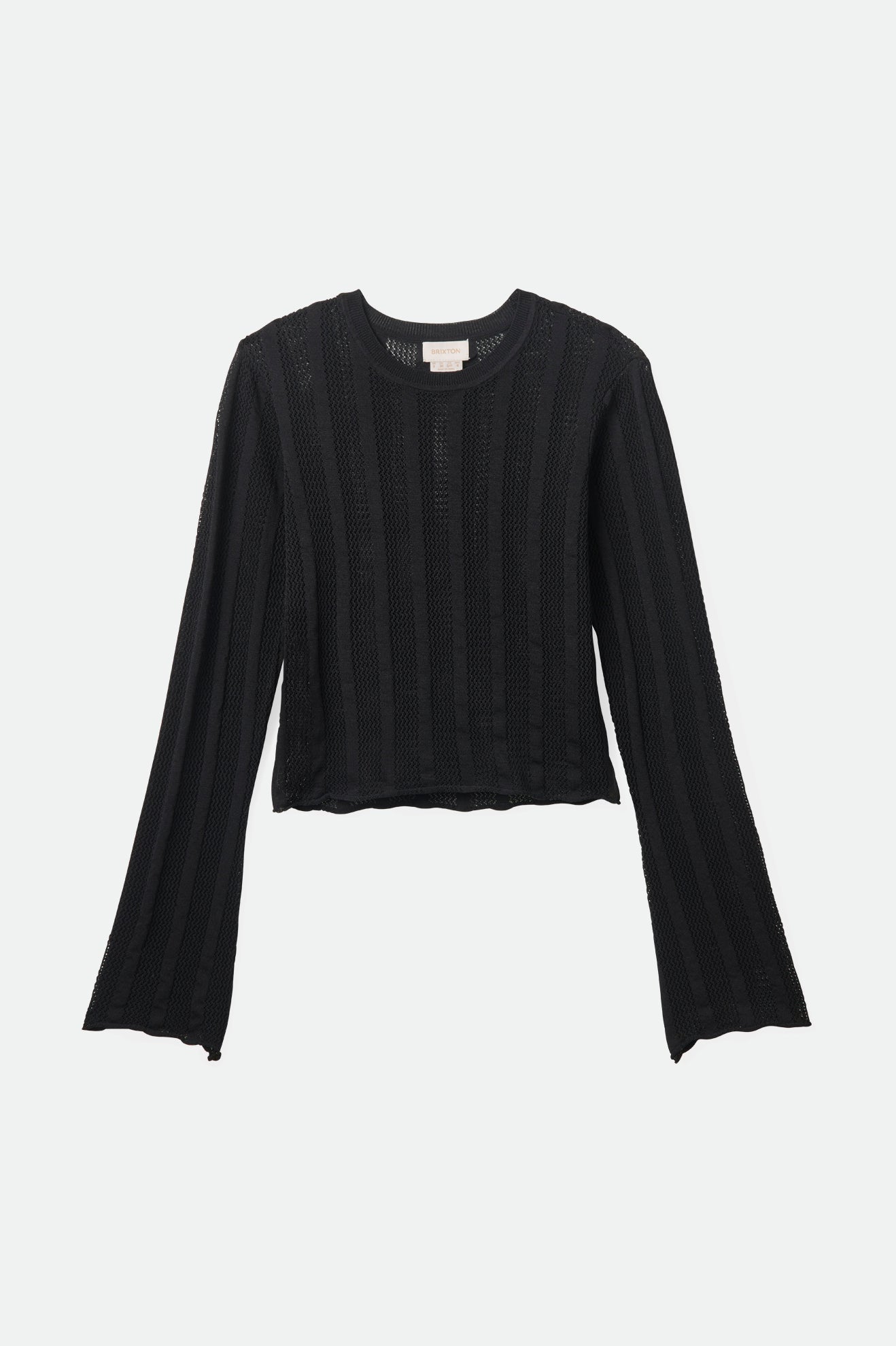 Brixton Sheer Knit Top Long Sleeve in BLACK