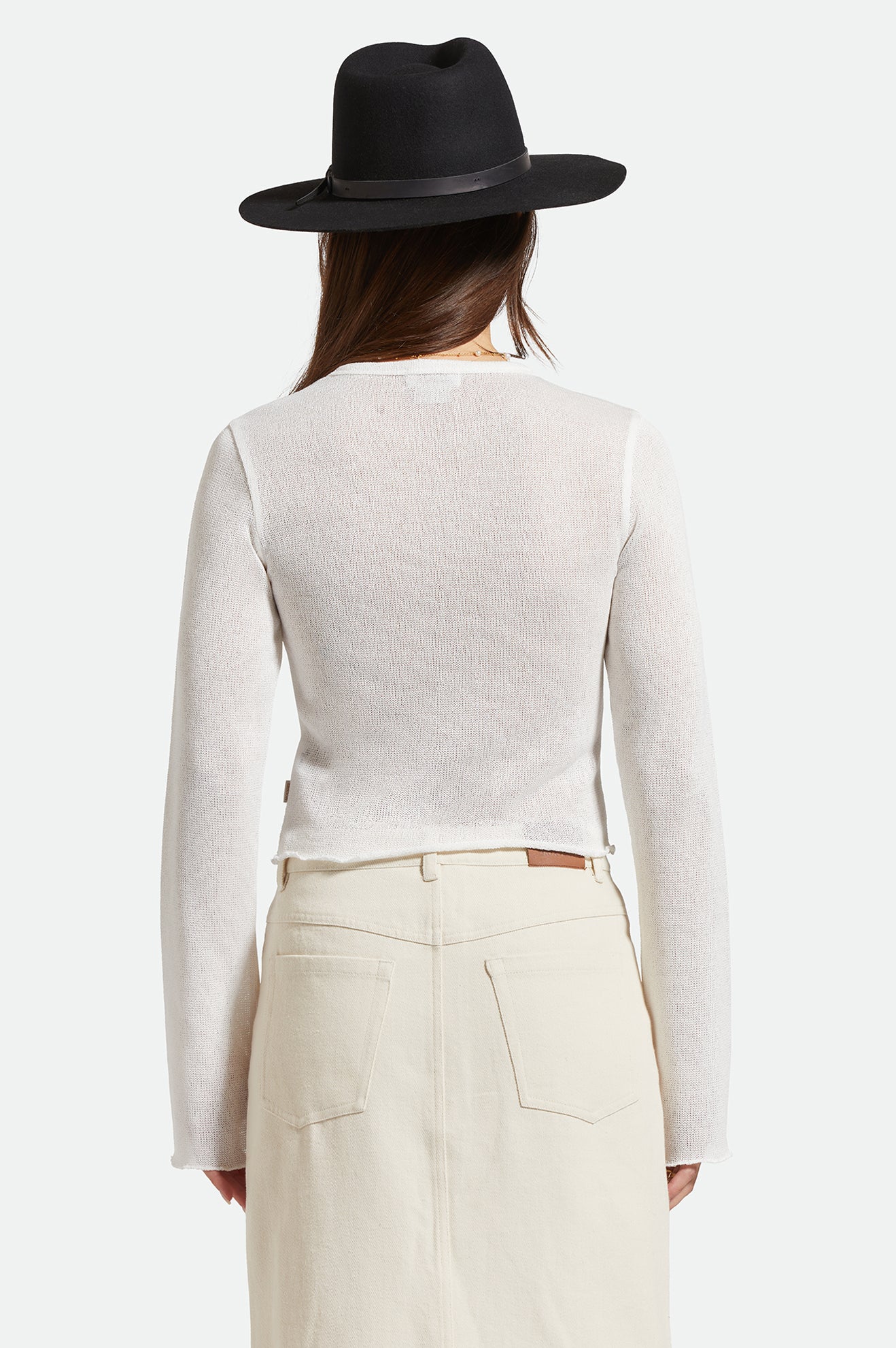 Brixton Sheer Knit Top Long Sleeve in OFF WHITE