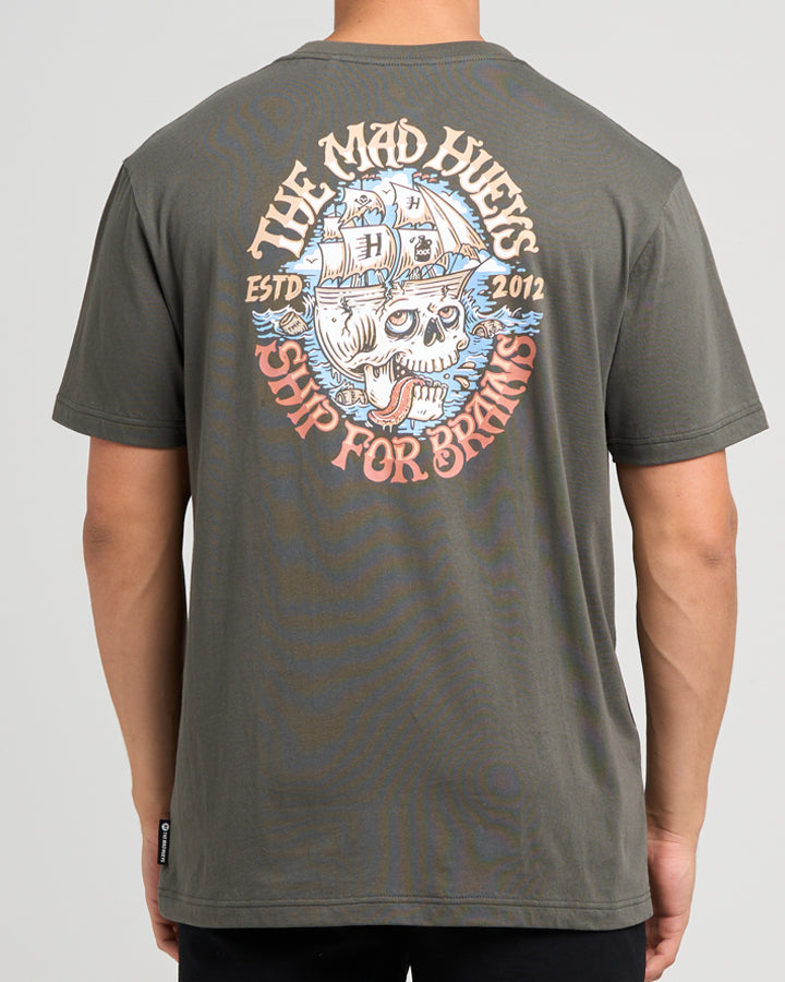 The Mad Hueys Ship For Brains | Ss Tee in CHARCOAL