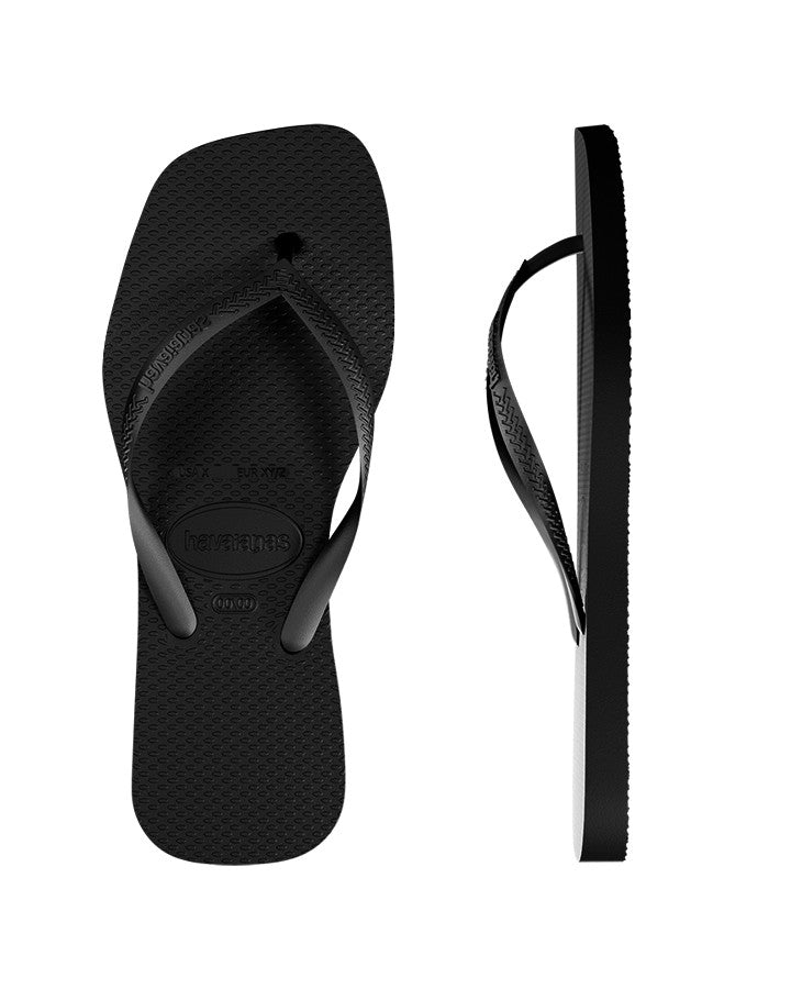 Havaianas Slim Square Solid Black in Black
