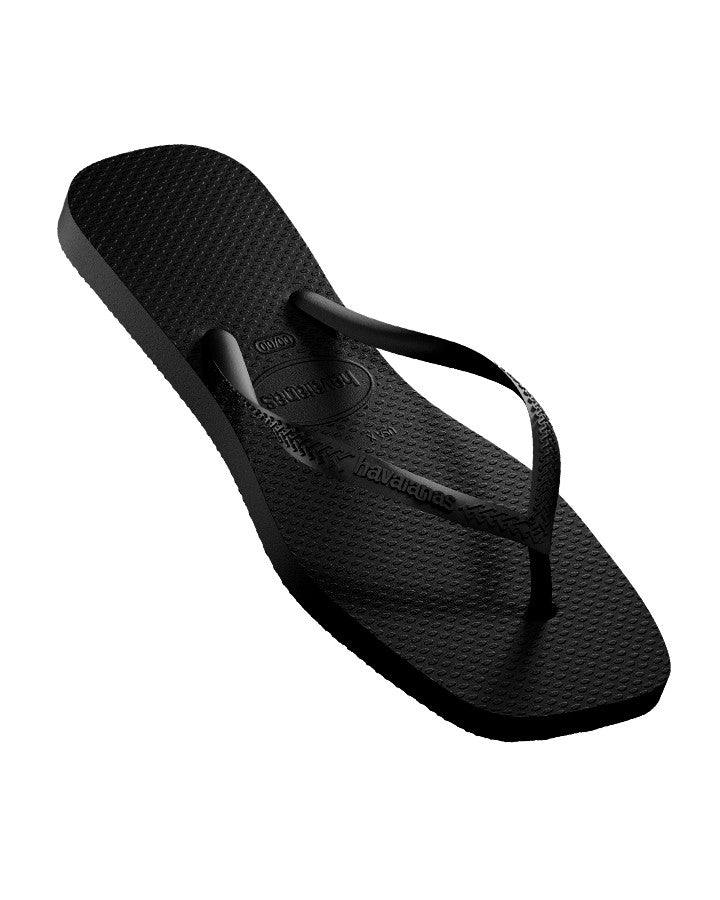 Havaianas Slim Square Solid Black in Black