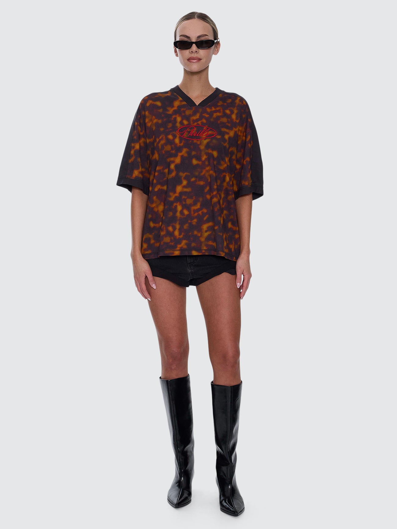 Thrills Co Smokeform V-Neck Oversized Tee - Burnished Gold in Burnished Gold