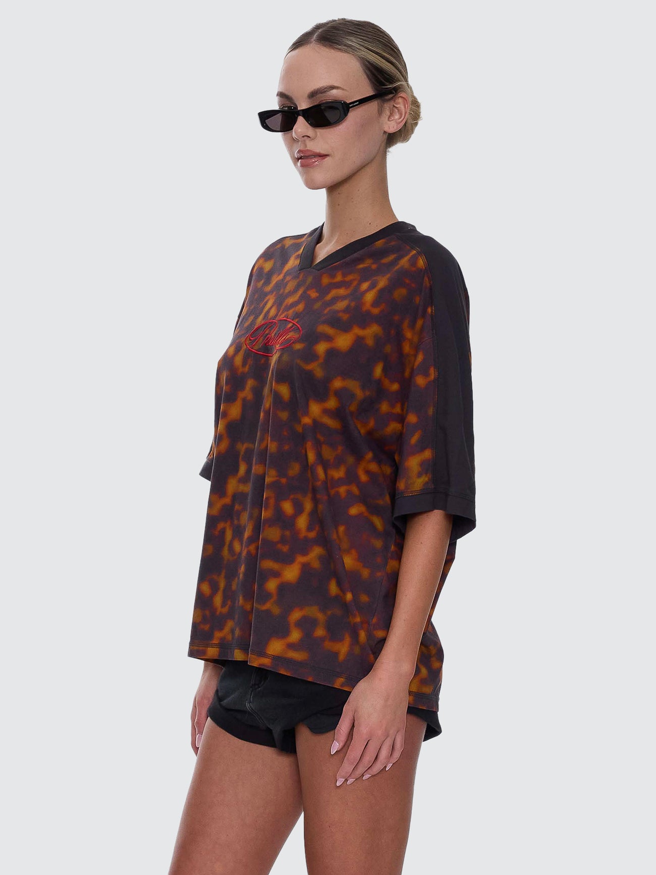 Thrills Co Smokeform V-Neck Oversized Tee - Burnished Gold in Burnished Gold