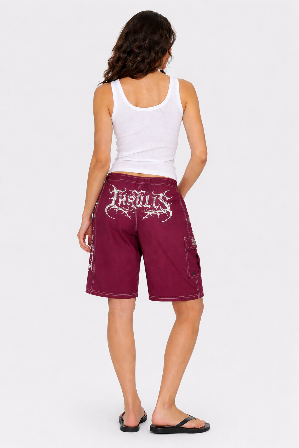 Thrills Co South Of Heaven Femme Elastic Boardshort - Fig in Fig