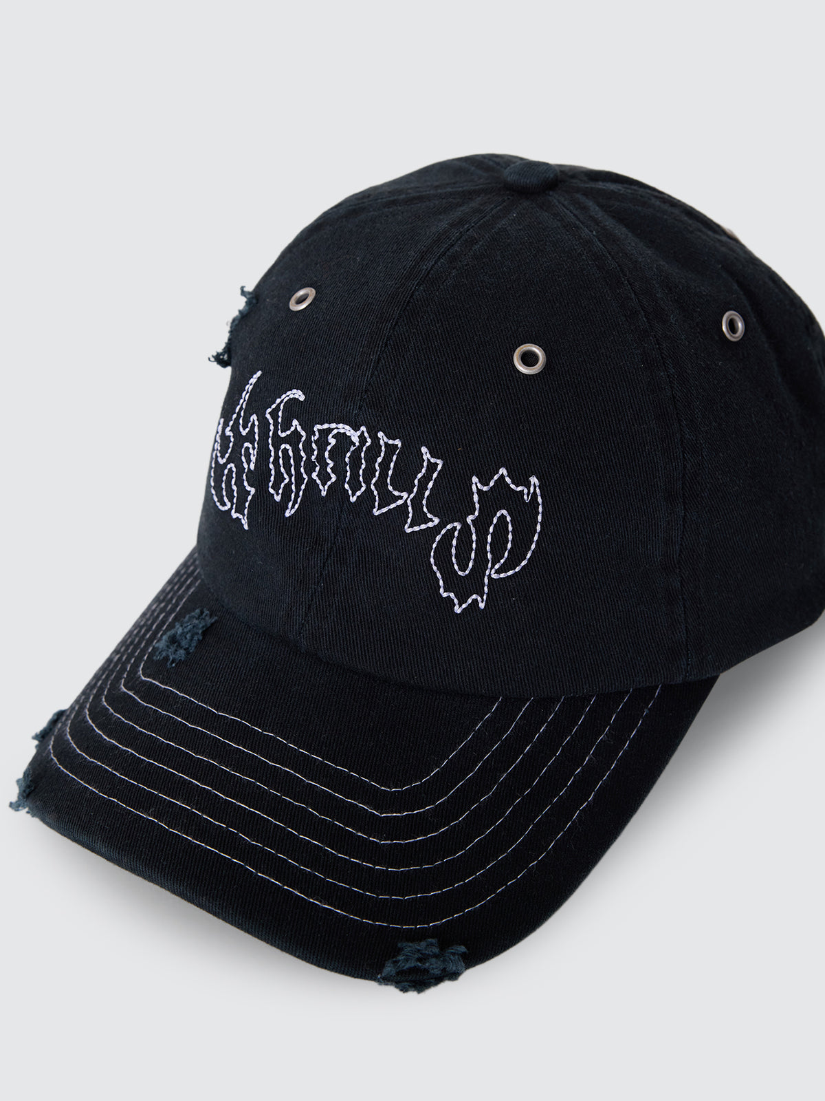 Thrills Co Staggered 6 Panel Cap - Black in Black