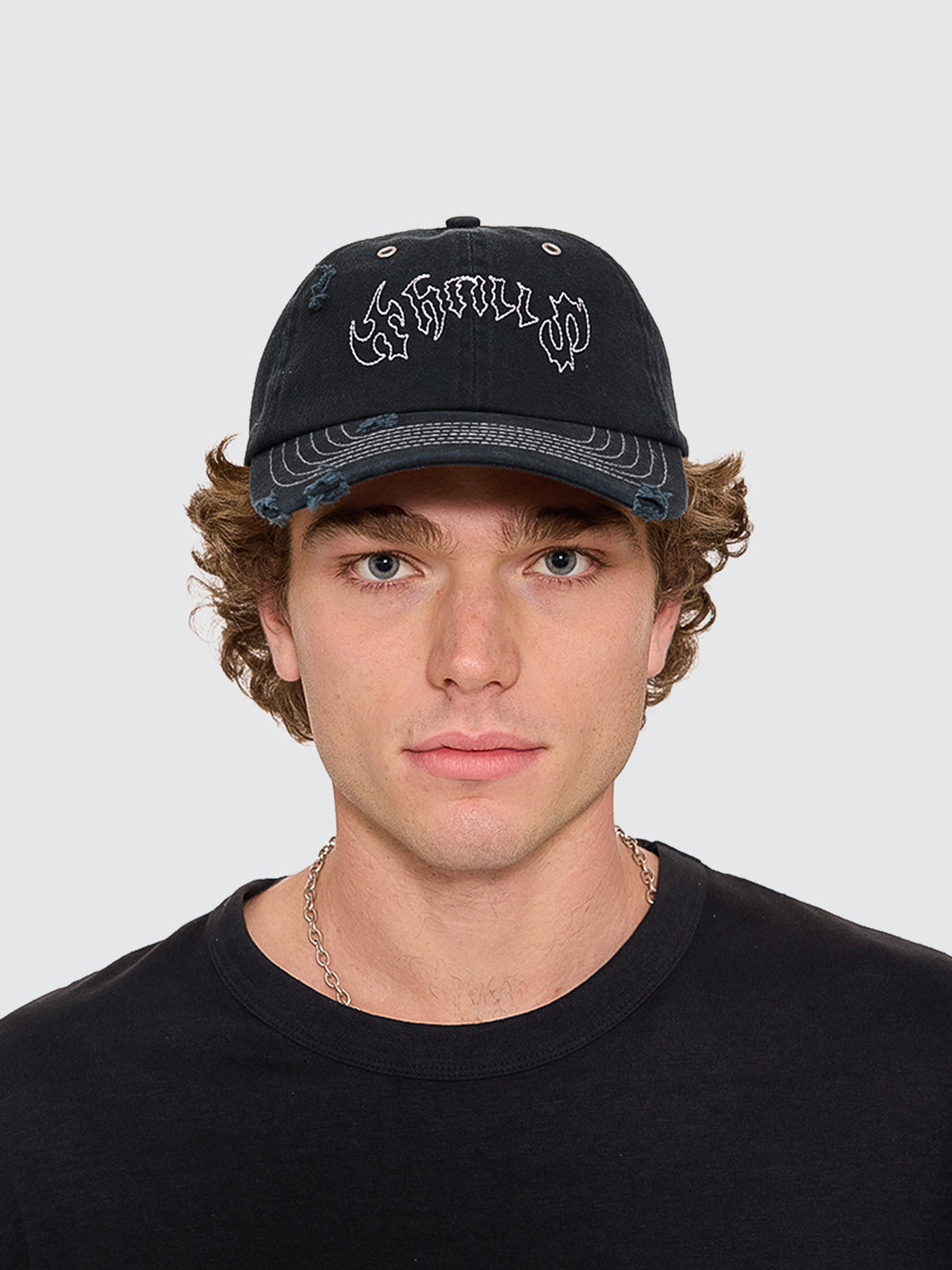 Thrills Co Staggered 6 Panel Cap - Black in Black
