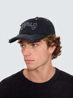 Thrills Co Staggered 6 Panel Cap - Black in Black