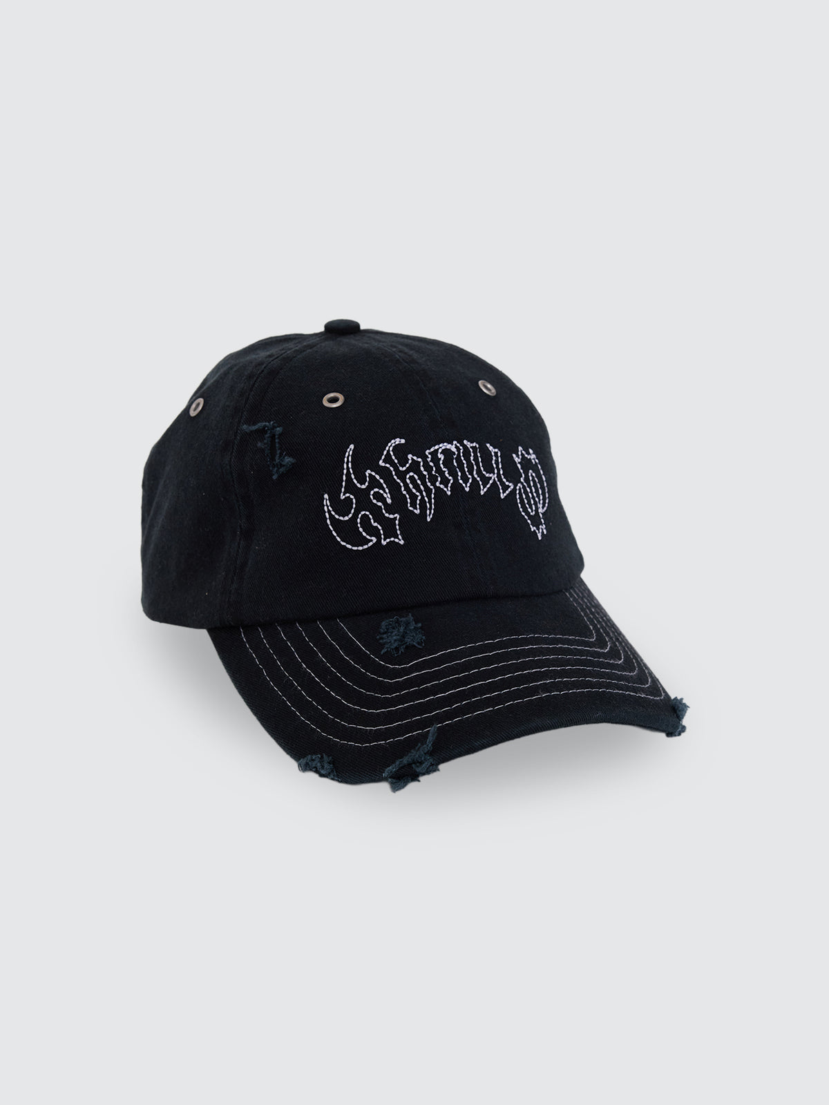 Thrills Co Staggered 6 Panel Cap - Black in Black