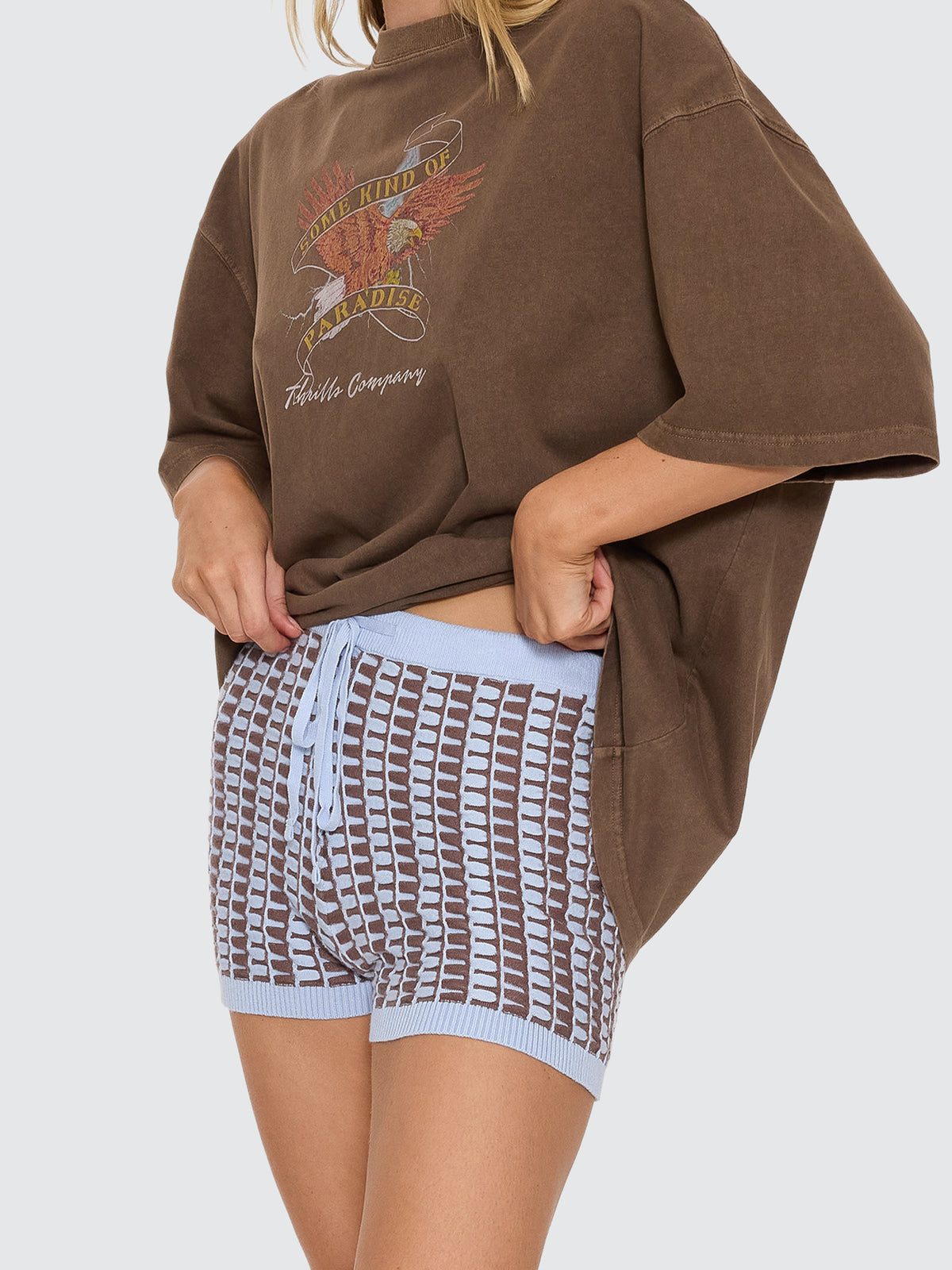 Thrills Co Talia Knit Shortie - Skyway - Cocoa in Skyway - Cocoa