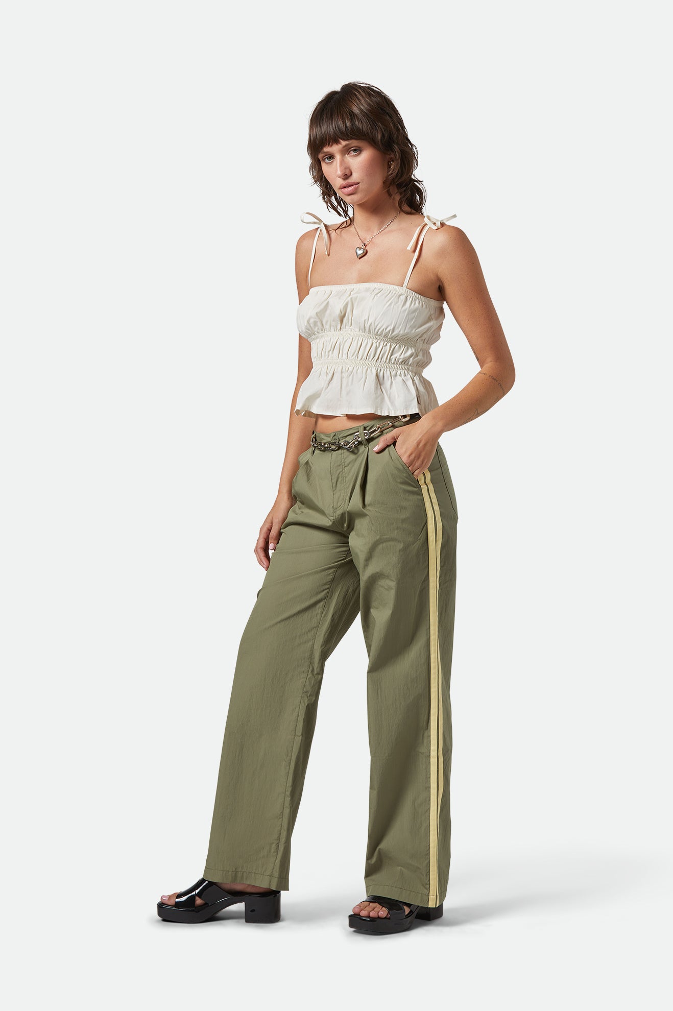 Brixton The Jane Lw Wide Leg Pant in OLIVE SURPLUS