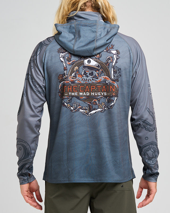 The Mad Hueys The Sea Captain | Upf 50+ Hooded Fishing Jersey - Steel Blue in STEEL BLUE