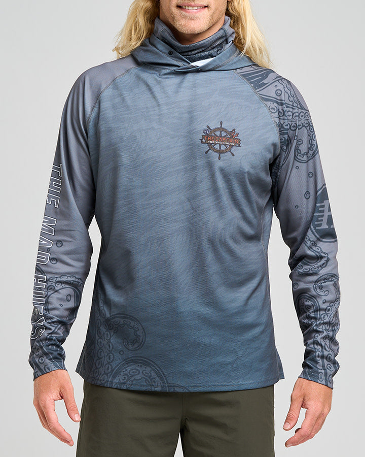 The Mad Hueys The Sea Captain | Upf 50+ Hooded Fishing Jersey - Steel Blue in STEEL BLUE
