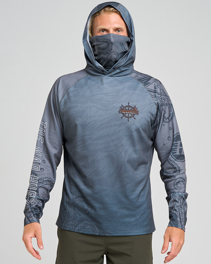 The Mad Hueys The Sea Captain | Upf 50+ Hooded Fishing Jersey - Steel Blue in STEEL BLUE