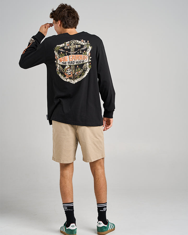 The Mad Hueys The Tiki Captain | Ls Tee - Black in BLACK