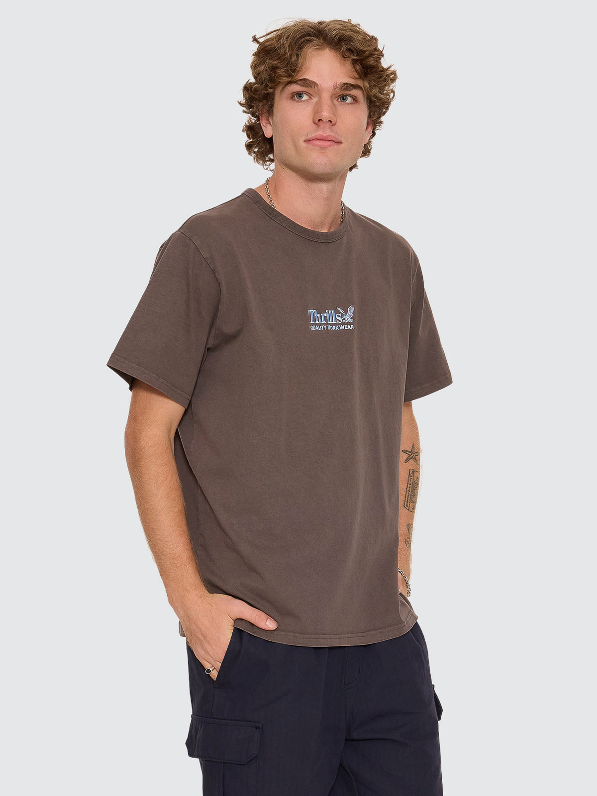 Thrills Co Thrills Workwear Embro Merch Fit Tee - Bungee Cord in Bungee Cord