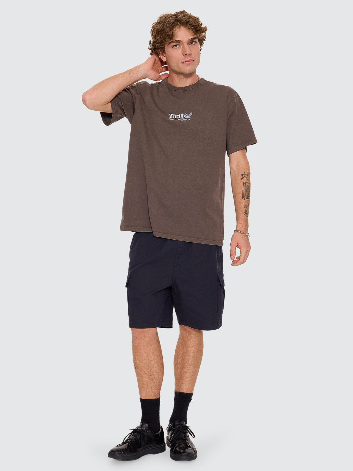 Thrills Co Thrills Workwear Embro Merch Fit Tee - Bungee Cord in Bungee Cord