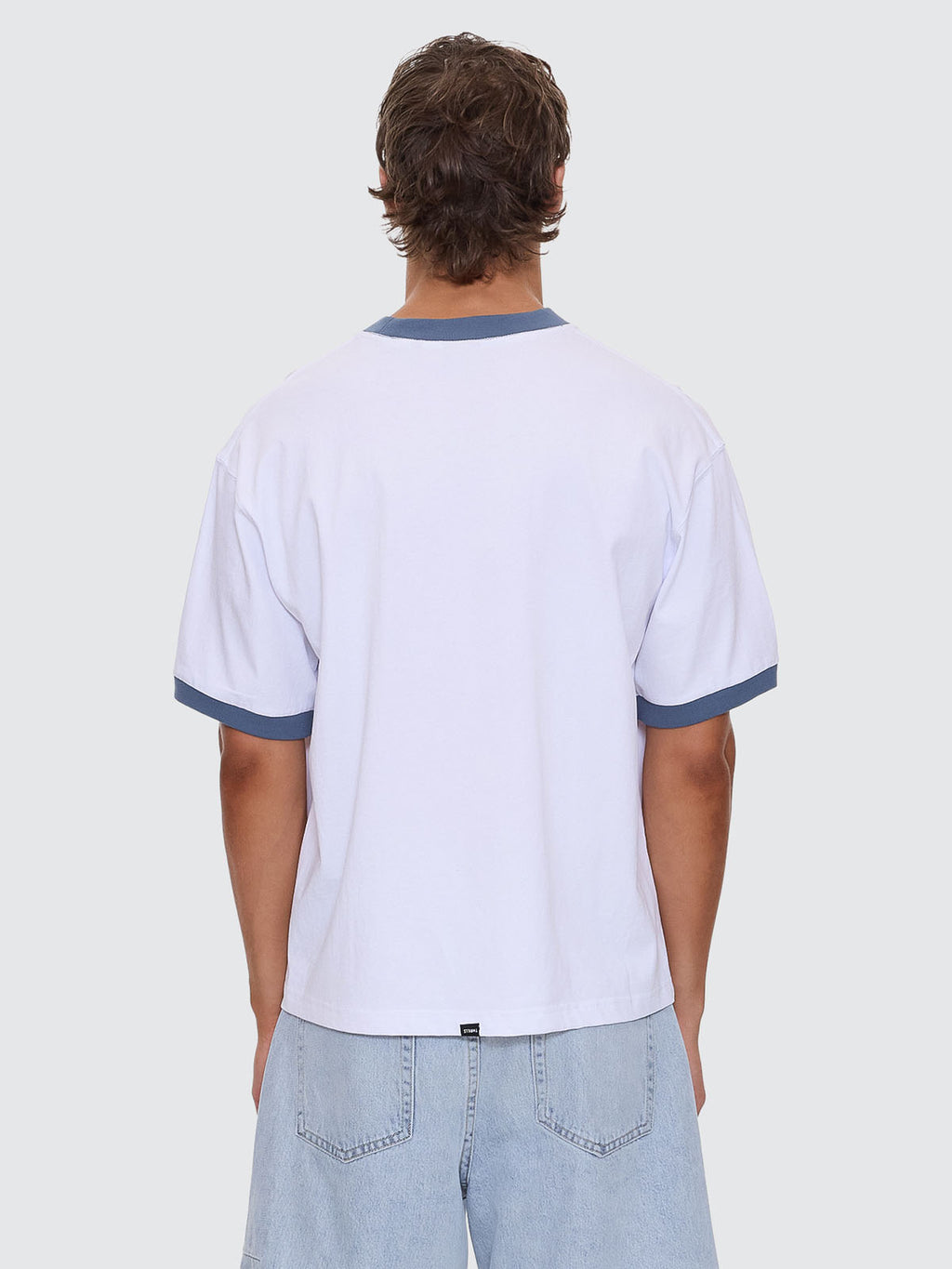 Thrills Co Total Service Box Fit Oversize Cropped Ringer Tee - White in White