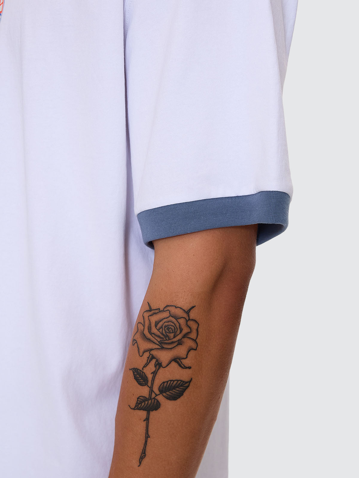 Thrills Co Total Service Box Fit Oversize Cropped Ringer Tee - White in White