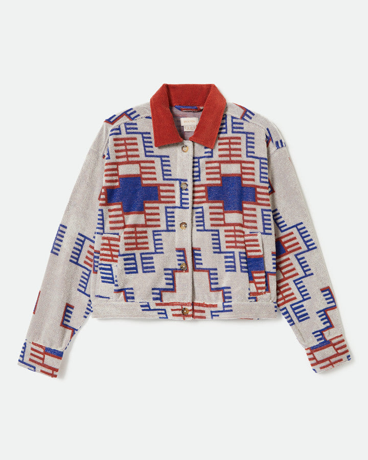 Brixton Trail Terry Cloth Trucker Jack in ELECTRONIC INDIGO PATTERN
