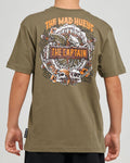 The Mad Hueys Troppo Captain | Youth Ss Tee in OLIVE