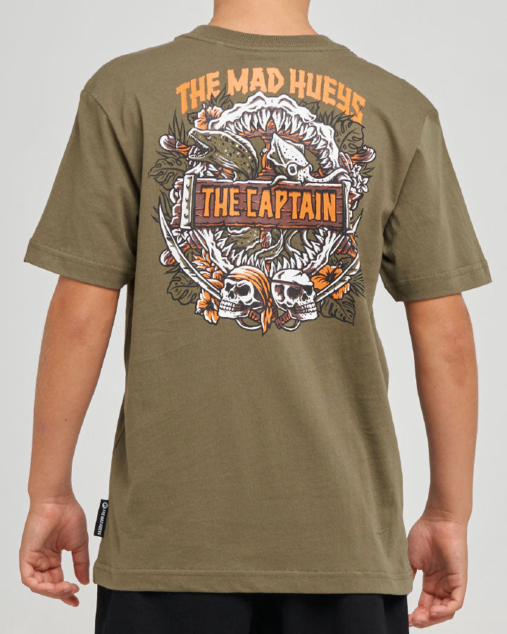 The Mad Hueys Troppo Captain | Youth Ss Tee in OLIVE