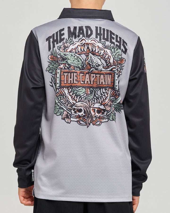The Mad Hueys Troppo Captain | Youth Upf 50+ Fishing Jersey in SMOKE