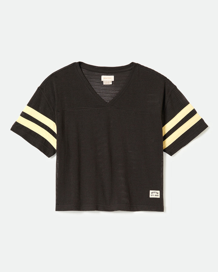 Brixton Varsity Football Mesh Tee in WASHED BLACK