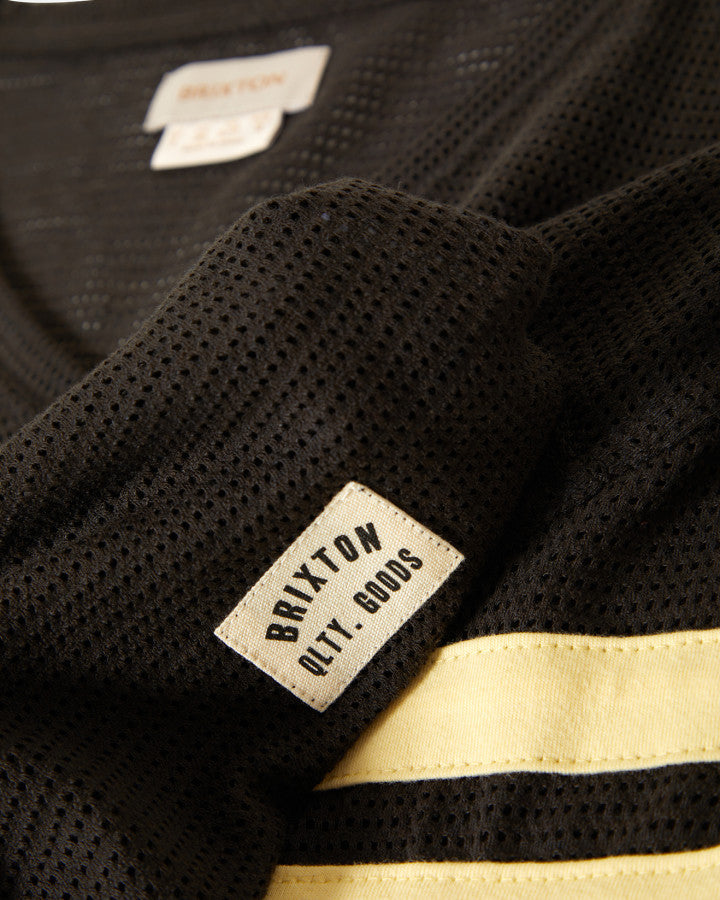 Brixton Varsity Football Mesh Tee in WASHED BLACK