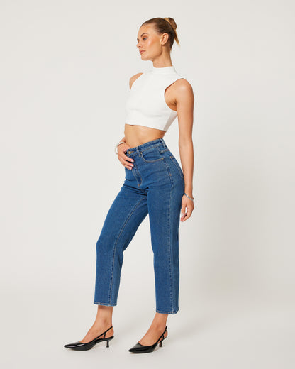 Abrand Jeans Venice Straight Bella in MID BLUE