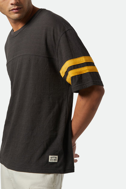 Brixton Vintage Football Mesh Jersey in WASHED BLACK/RAY FLOWER