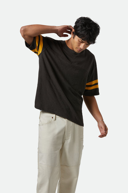 Brixton Vintage Football Mesh Jersey in WASHED BLACK/RAY FLOWER