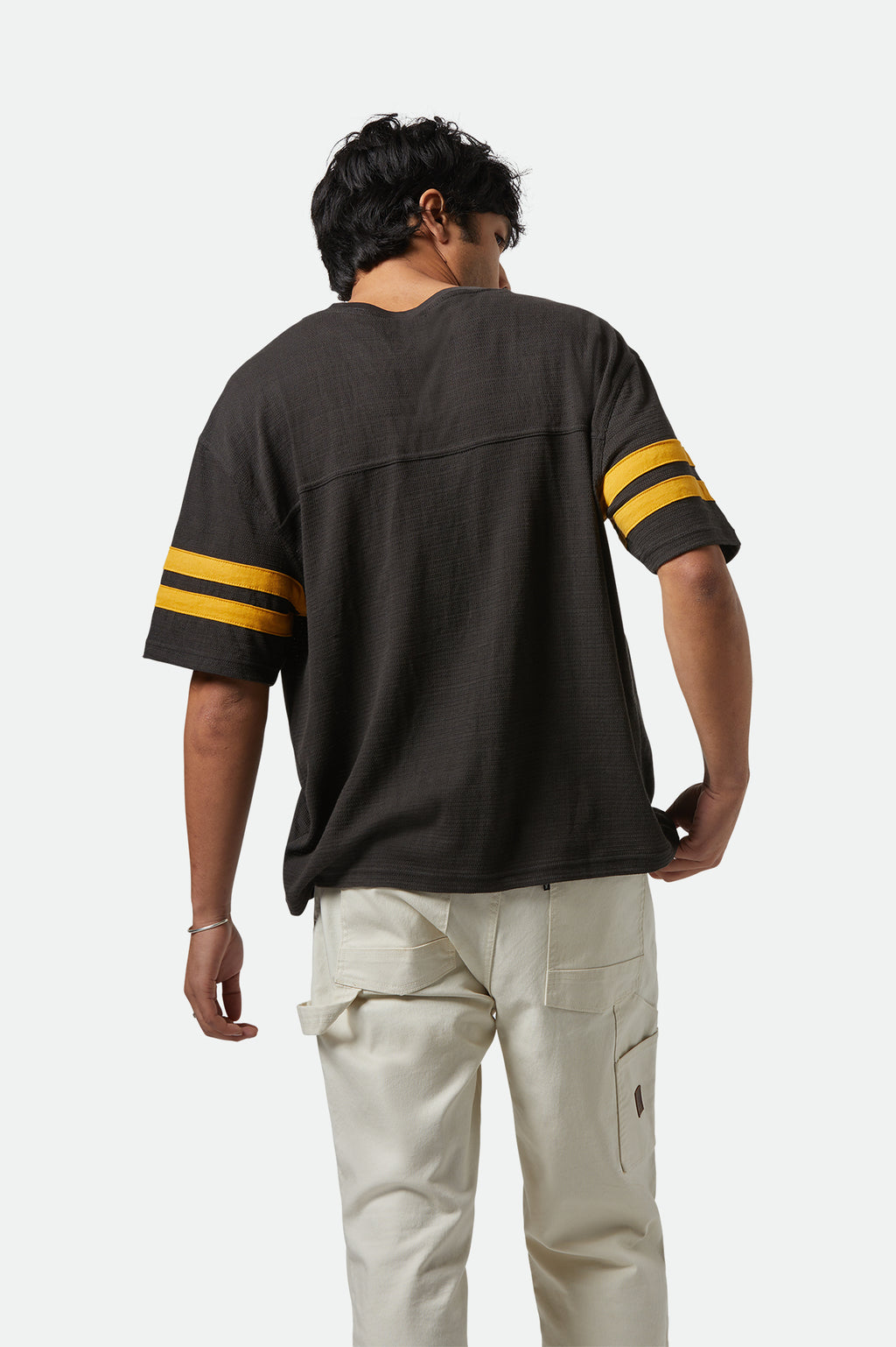 Brixton Vintage Football Mesh Jersey in WASHED BLACK/RAY FLOWER