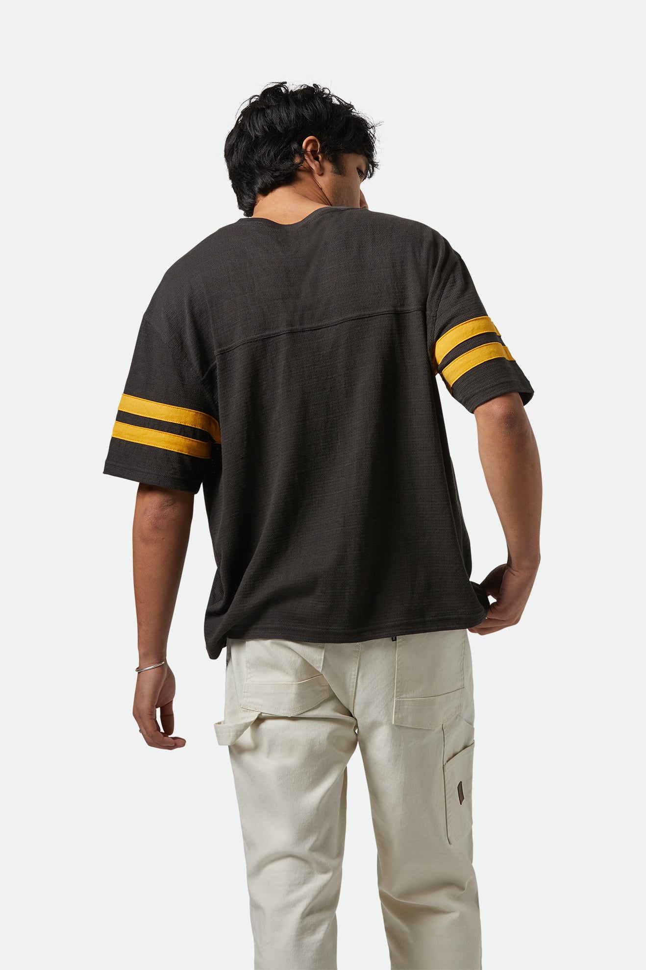 Brixton Vintage Football Mesh Jersey in WASHED BLACK/RAY FLOWER