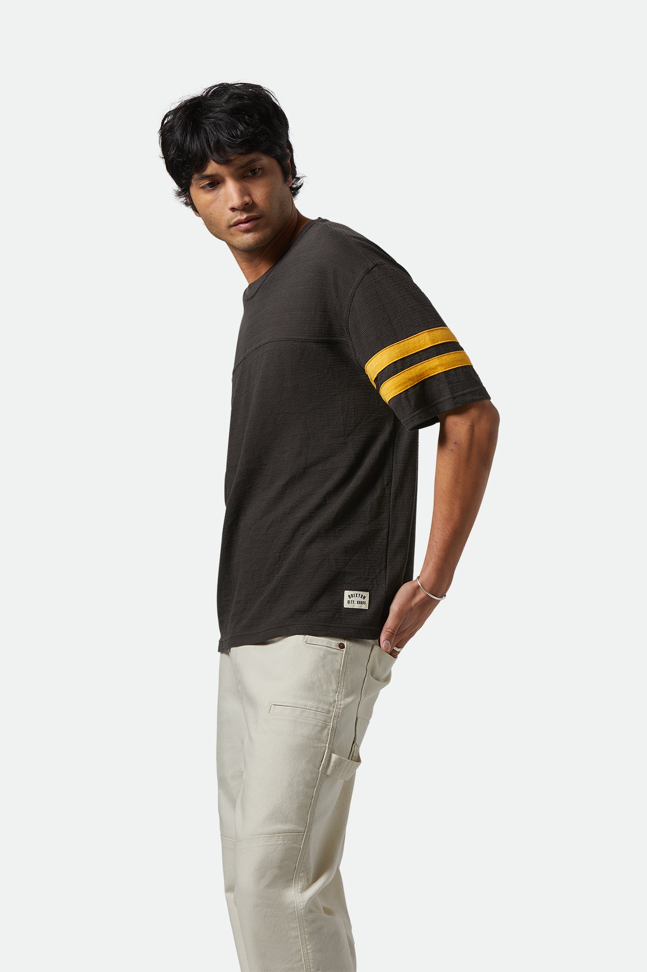 Brixton Vintage Football Mesh Jersey in WASHED BLACK/RAY FLOWER