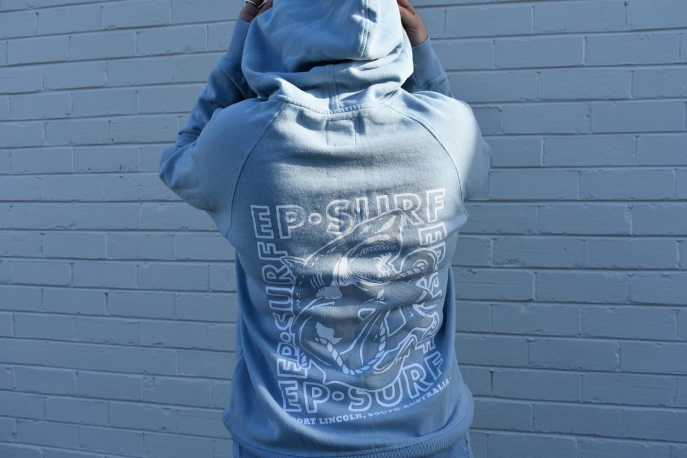 EPHWBSHARK Dusty Blue/white Ep Surf Ep Hoody W Biffy Shark Womens Jumpers & Crews Clothing Clothing